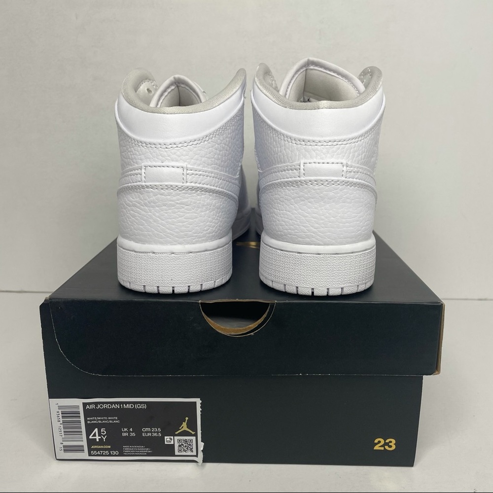 Nike Air Jordan 1 Retro Mid GS “Triple White” NEW - Picture 4 of 4